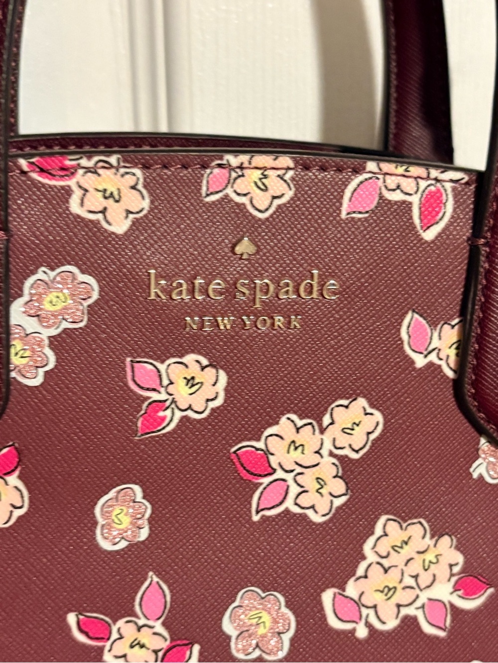 kate spade Floral Tote - Burgundy with Pink Accents